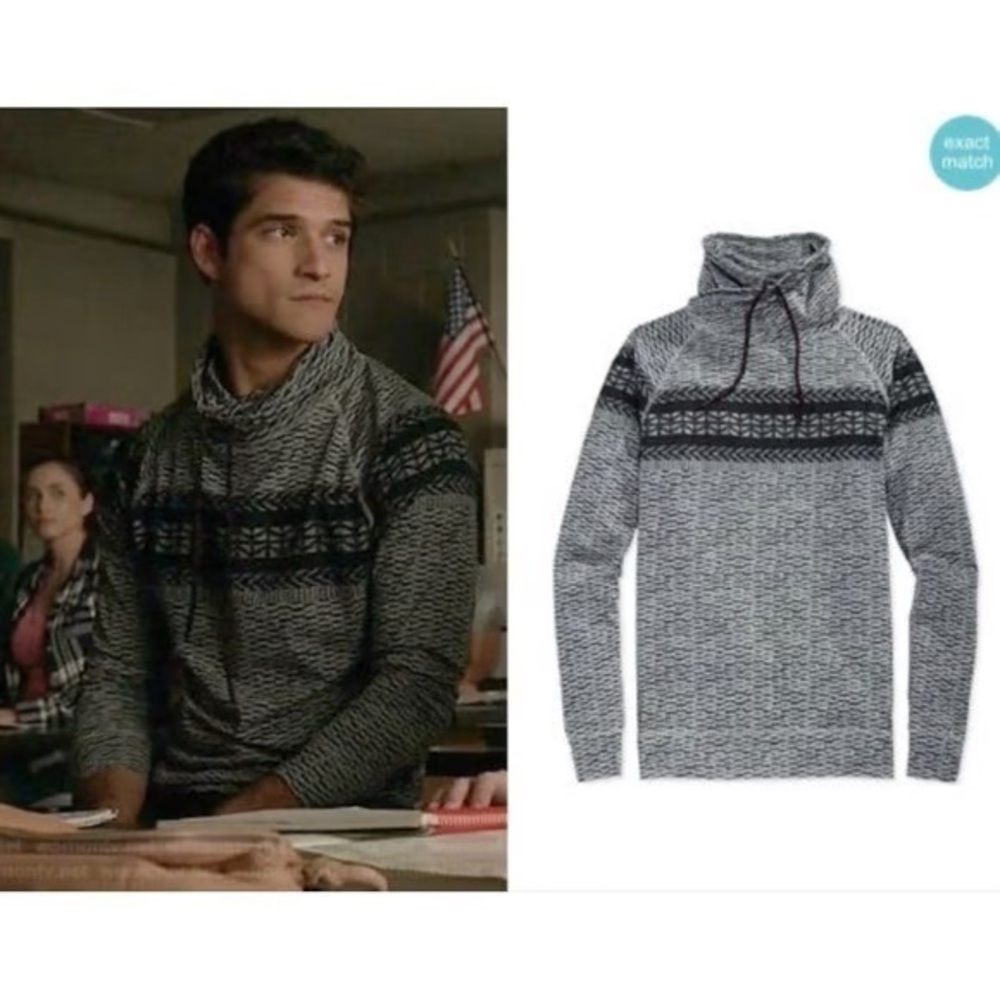 American Rag Men’s Fair Isle Fake Out Longsleeve Sweaters Funnel Neck in Gray S